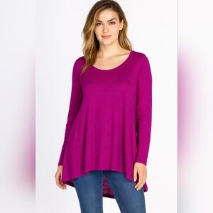 EILEEN FISHER 100% ORGANIC LINEN Asym Crew Neck Long‎ Sleeve Knit Top MEDIUM